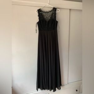 Lulu’s Divine Evening Black Lace Chiffon Maxi Dress